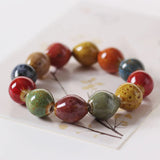 10Pcs/Lot Natural Stone Ceramic Bracelet Women's Drum Shaped Jade Bead Bracelet