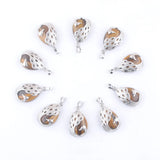 10Pcs Tigers Eye Pattern Water Drop Pendulum Pendants