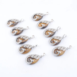 10Pcs Tigers Eye Pattern Water Drop Pendulum Pendants