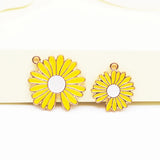 10Pcs Yellow Enamel Daisy Flower Charms For Jewelry Making