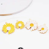10Pcs Yellow Enamel Daisy Flower Charms For Jewelry Making