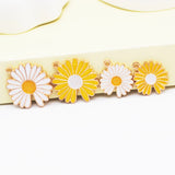10Pcs Yellow Enamel Daisy Flower Charms For Jewelry Making