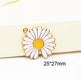 10Pcs Yellow Enamel Daisy Flower Charms For Jewelry Making