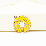 10Pcs Yellow Enamel Daisy Flower Charms For Jewelry Making