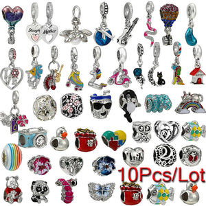 10Pcs Frog Dolphin Rainbow Charms Beads Pendant for DIY Bracelets Necklaces