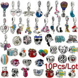 10Pcs Frog Dolphin Rainbow Charms Beads Pendant for DIY Bracelets Necklaces