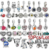 10Pcs Silver Plated Boy Girl Charms Beads Pendant DIY Jewelry Making