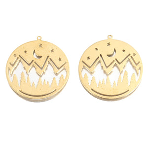 10Pcs Brass Mountain Celestial Star Moon Charms for DIY Jewelry Making