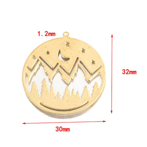 10Pcs Brass Mountain Celestial Star Moon Charms for DIY Jewelry Making