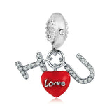 10Pcs/Lot Colorful Footprint Birthday Beads Love Heart Pendant Women's Jewelry