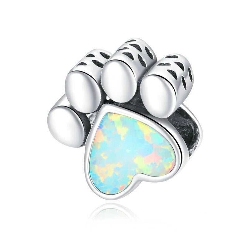 10Pcs/Lot Colorful Footprint Birthday Beads Love Heart Pendant Women's Jewelry