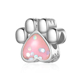 10Pcs/Lot Colorful Footprint Birthday Beads Love Heart Pendant Women's Jewelry