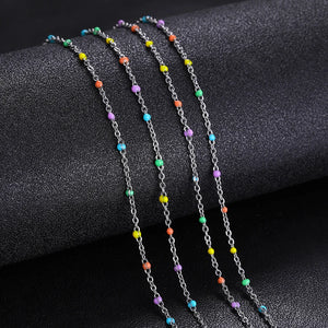 10Pcs Rainbow Chain DIY Necklace Delicate Choker Women Girls Jewelry