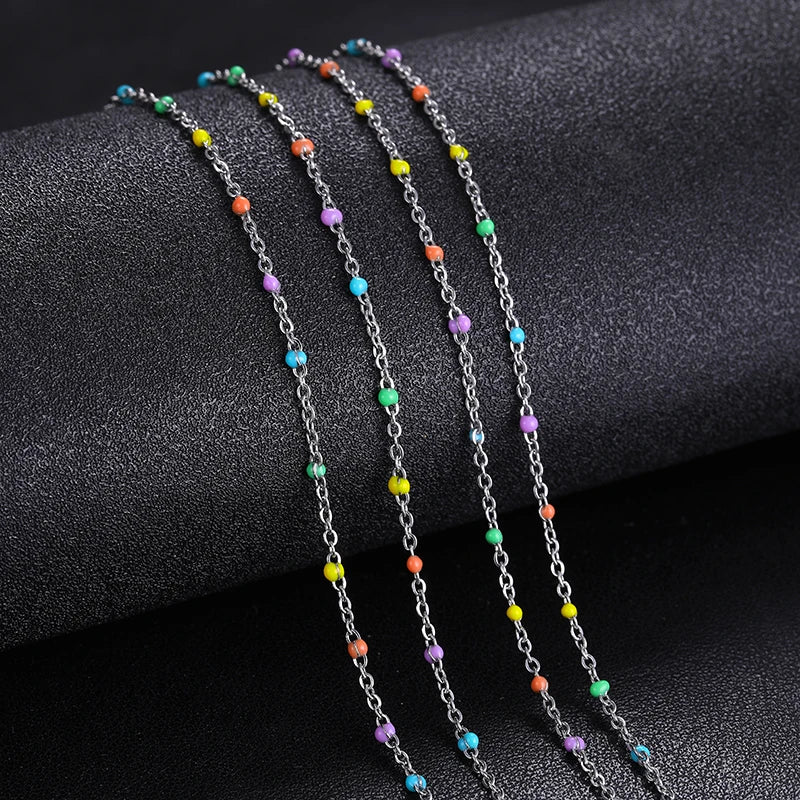 10Pcs Rainbow Chain DIY Necklace Delicate Choker Women Girls Jewelry