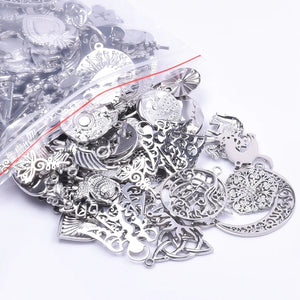 10Pcs/Lot Mix Witch Knot Moon Star Charms Stainless Steel Pendant Jewelry