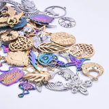 10Pcs Mixed Witch Amulet Knot Moon Star Sun Charms Stainless Steel Pendant