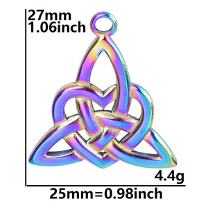 10Pcs Mixed Witch Amulet Knot Moon Star Sun Charms Stainless Steel Pendant