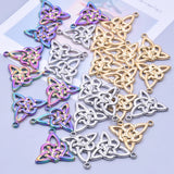 10Pcs Mixed Witch Amulet Knot Moon Star Sun Charms Stainless Steel Pendant