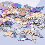 10Pcs Mixed Witch Amulet Knot Moon Star Sun Charms Stainless Steel Pendant