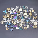 10Pcs Mixed Witch Amulet Knot Moon Star Sun Charms Stainless Steel Pendant
