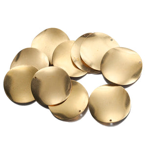 10Pcs Raw Brass Curved Tags Round Disc 30mm Charms For Diy Jewelry