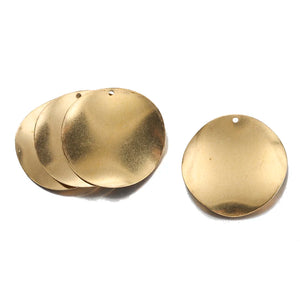 10Pcs Raw Brass Curved Tags Round Disc 30mm Charms For Diy Jewelry