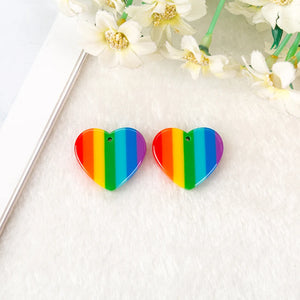 10Pcs/Lot Resin Rainbow Charms Flatback Striped Star Heart DIY Jewelry Making