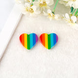 10Pcs/Lot Resin Rainbow Charms Flatback Striped Star Heart DIY Jewelry Making