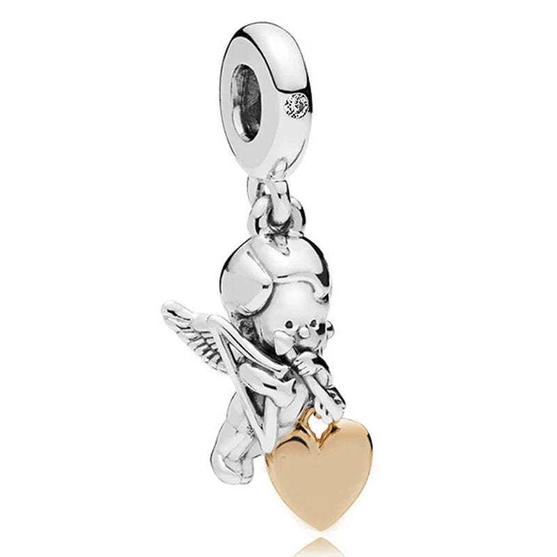 10Pc Rose Series Bead Bow Heart Beads for Silver Bracelet
