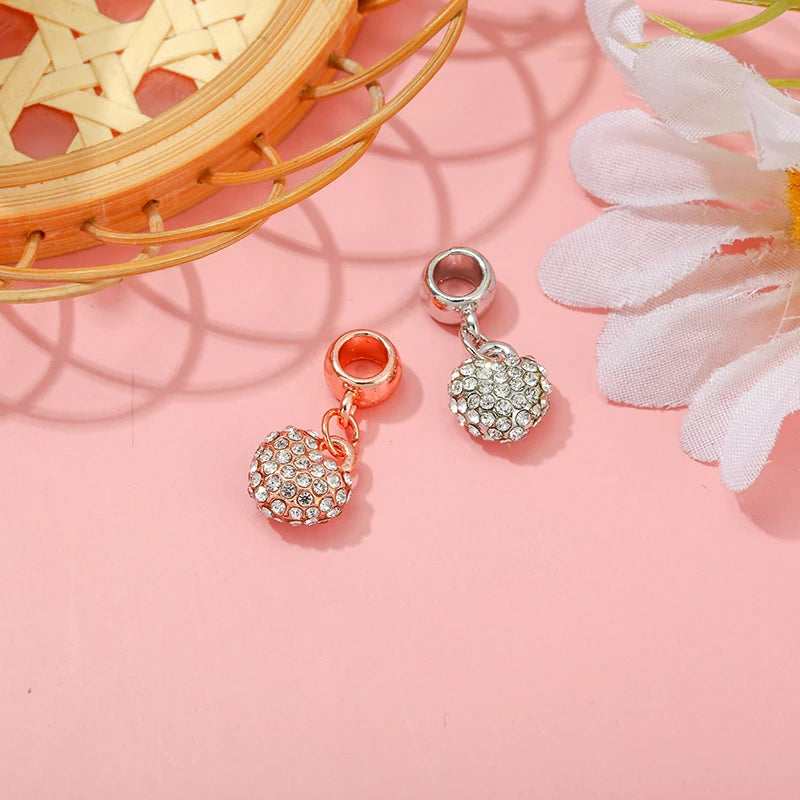10Pc Rose Series Bead Bow Heart Beads for Silver Bracelet