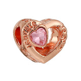 10Pc Rose Series Bead Bow Heart Beads for Silver Bracelet