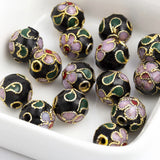 10Pcs Copper Enamel Beads 8/10/12MM Cloisonne Flo