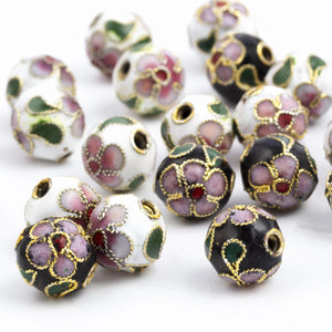 10Pcs Copper Enamel Beads 8/10/12MM Cloisonne Flo