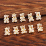 10Pcs Crystal Silver Bear Charms for DIY Jewelry Making