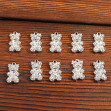 10Pcs Crystal Silver Bear Charms for DIY Jewelry Making
