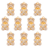 10Pcs Crystal Silver Bear Charms for DIY Jewelry Making