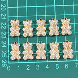 10Pcs Crystal Silver Bear Charms for DIY Jewelry Making