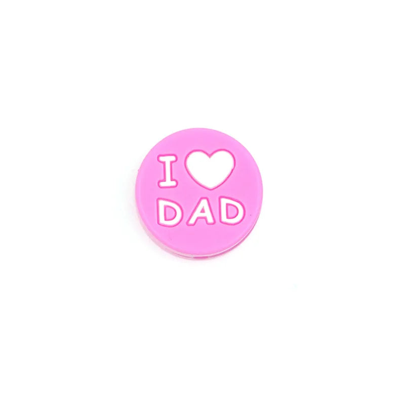 10Pcs Silicone Beads I LOVE DAD/MOM for DIY Baby Pacifier Chain