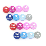 10Pcs Silicone Beads I LOVE DAD/MOM for DIY Baby Pacifier Chain