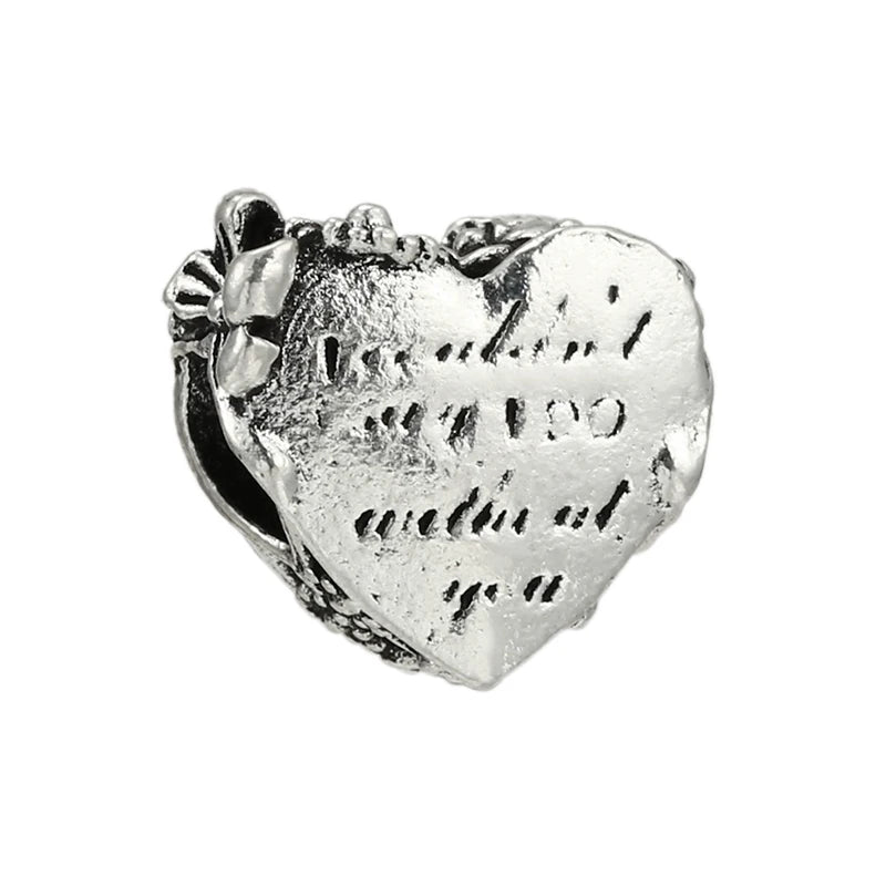 10Pcs Silver Heart Charms DIY Jewelry Making