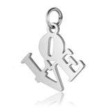 10Pcs Stainless Steel Love Charms for DIY Necklace Making