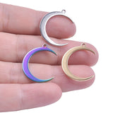 10Pcs Stainless Steel Moon Charms Jewelry Findings Pendant Necklaces Making