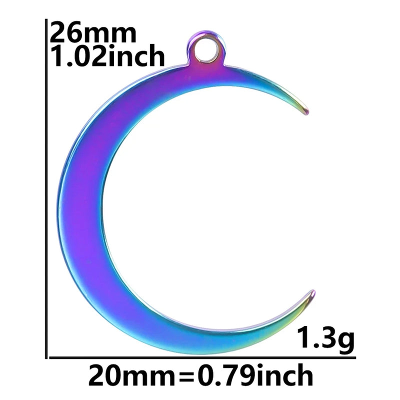 10Pcs Stainless Steel Moon Charms Jewelry Findings Pendant Necklaces Making