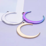 10Pcs Stainless Steel Moon Charms Jewelry Findings Pendant Necklaces Making