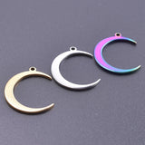 10Pcs Stainless Steel Moon Charms Jewelry Findings Pendant Necklaces Making