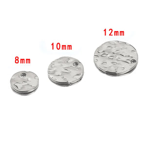 10Pcs Stainless Steel Round Hammered Disc Earrings Charms