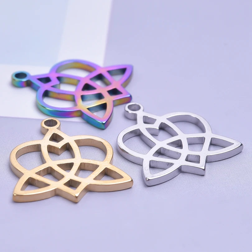 10Pcs/Lot Stainless Steel Witch Heart Charms Vintage Celtic Knot Pendant