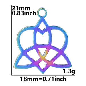 10Pcs/Lot Stainless Steel Witch Heart Charms Vintage Celtic Knot Pendant