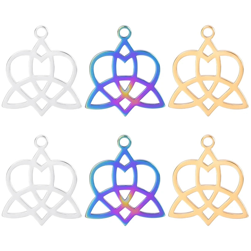 10Pcs/Lot Stainless Steel Witch Heart Charms Vintage Celtic Knot Pendant