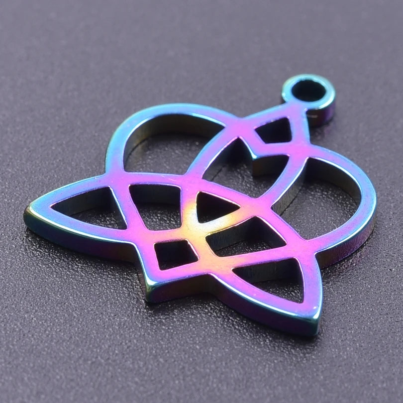 10Pcs/Lot Stainless Steel Witch Heart Charms Vintage Celtic Knot Pendant